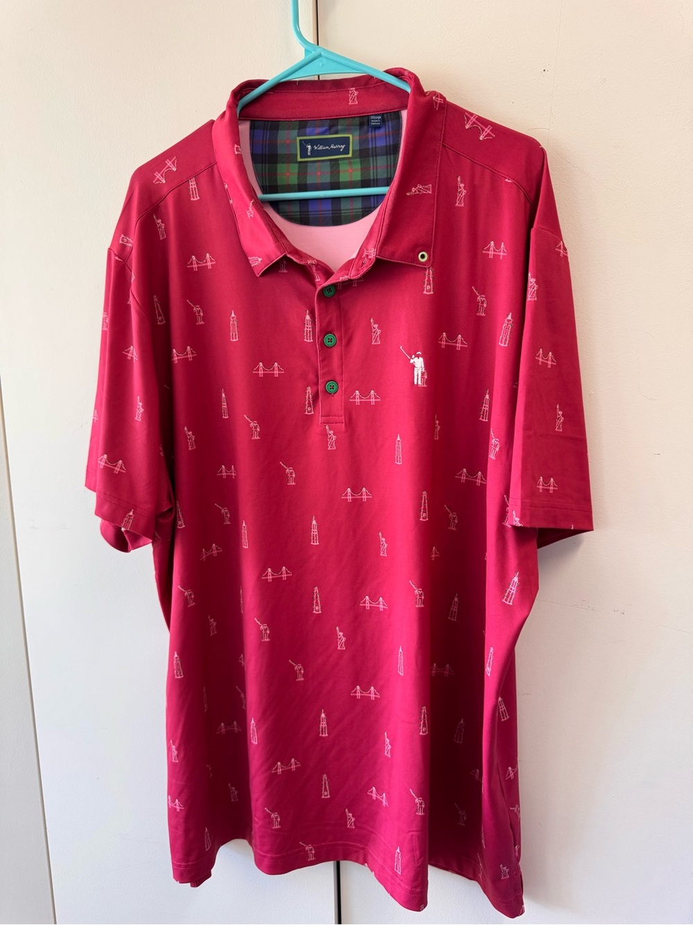 William Murray Golf Men's Deep Pink Printed Polo